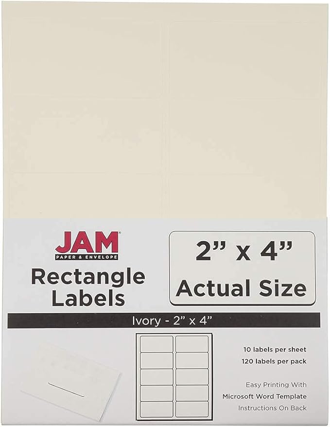 JAM PAPER Shipping Address Labels - Standard Mailing - 2 x 4 - Ivory - 120/Pack