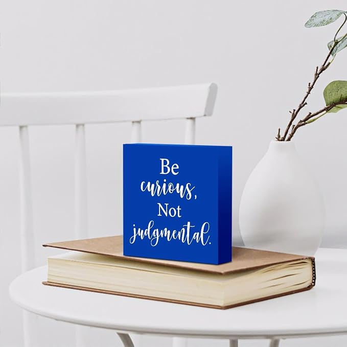 Inspirational TV Show Merchandise Wooden Box Sign Decorative Soccer Coach Gifts Office Desk Decor for Tabletop Bookshelf Tiered Tray Home Farmhouse Bedroom Library Rustic Square Wall Decor Blue