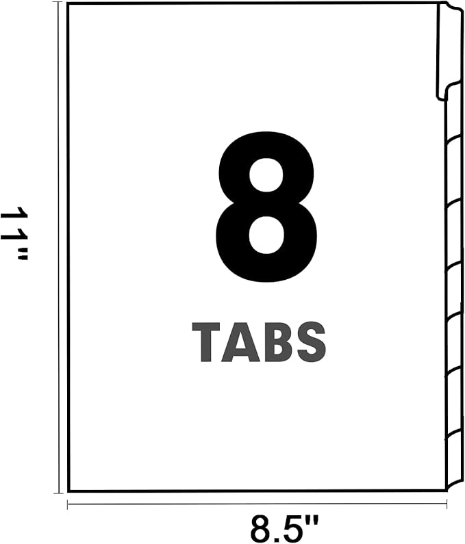 Binder Divider, PANDRI 120 Pack Binder Index White Dividers with 8 Insertable Multicolor Big Tab, Letter Size Paper Binder Divider for School Office Home Business