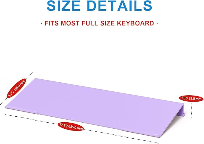WINFFOR Comfortable Computer Keyboard Stand - Ergonomic Keyboard Riser Acrylic Tilted Keyboard Holder for Easy Typing&Working at Home Office - Fits All Keyboard Sizes - 17'' Wide (Purple)