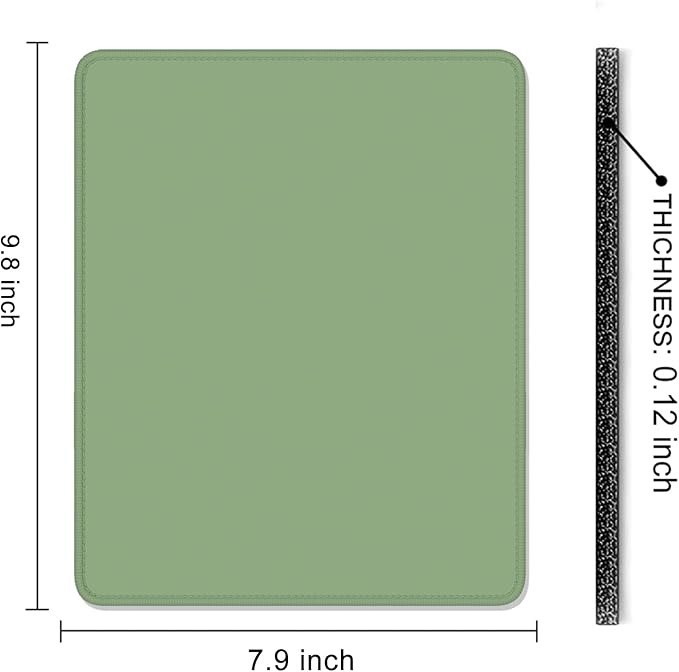 Auhoahsil Green Mouse Pad, 12 x 10 Inch Square Mousepad, 3mm Thick Rubber Mouse Mat with Pretty Design, Premium-Textured Non-Slip for Gaming Work Office Wireless Mouse Men Women