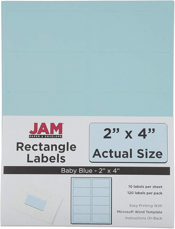 JAM PAPER Shipping Address Labels - Standard Mailing - 2 x 4 - Baby Blue - 120/Pack