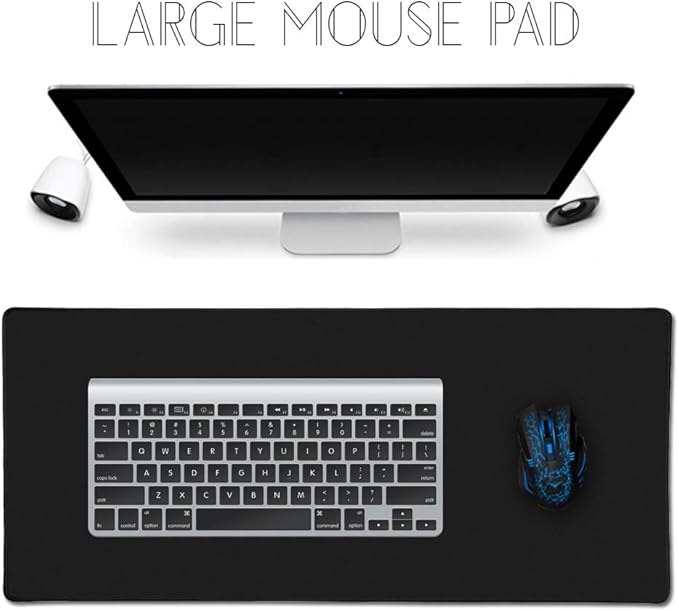 XXL Professional Large Mouse Pad & Computer Game Mouse Mat (35.4x15.7x0.12IN, 90x40 Black)