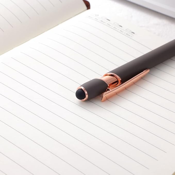 12 PCS 2 in 1 Stylus Ballpoint Pen with Stylus Tip, 1.0 mm Black Ink Metal Pen Stylus Pen for Touch Screens (Rose Gold & Gray)