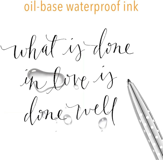 Unibene 6 Pack Cute Dot & Sliver Click Ballpoint Pens -1.0mm Medium Point Black Ink with 6 Stainless Steel Refills for Business Office Students Teachers Wedding Christmas 