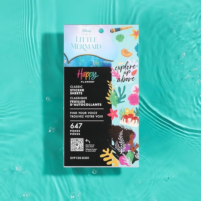 Happy Planner Disney The Little Mermaid, Classic Sticker Sheets, 647 pieces