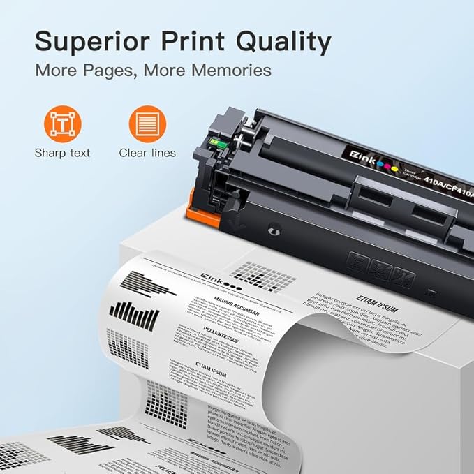 E-Z Ink 410A Toner Cartridge High Yield Replacement for HP 410A CF410A 410X CF411A CF412A CF413A for HP Color Laserjet Pro MFP M477fnw Toner M477fdw M477fdn M452dn M452nw M477 Printer (4-Pack)