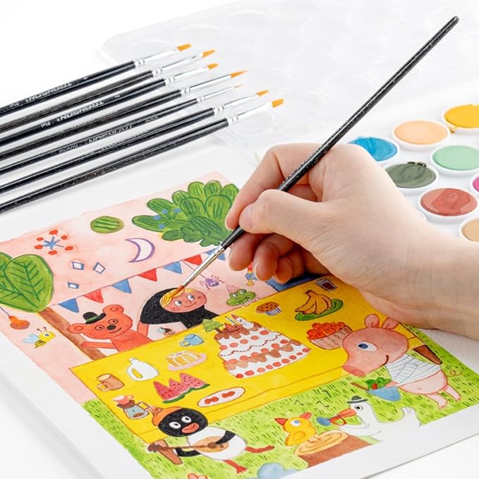 Transon 12pcs Small Detail Painting Brushes for Miniature Model Painting, Suitable for Acrylic Watercolor Gouache Oil Paint