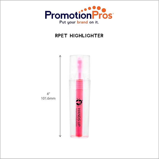 RPET Highlighter Customize Text Name or Personalized Image 0.95 Each - Sold in Pack of 250 - Clear with Pink