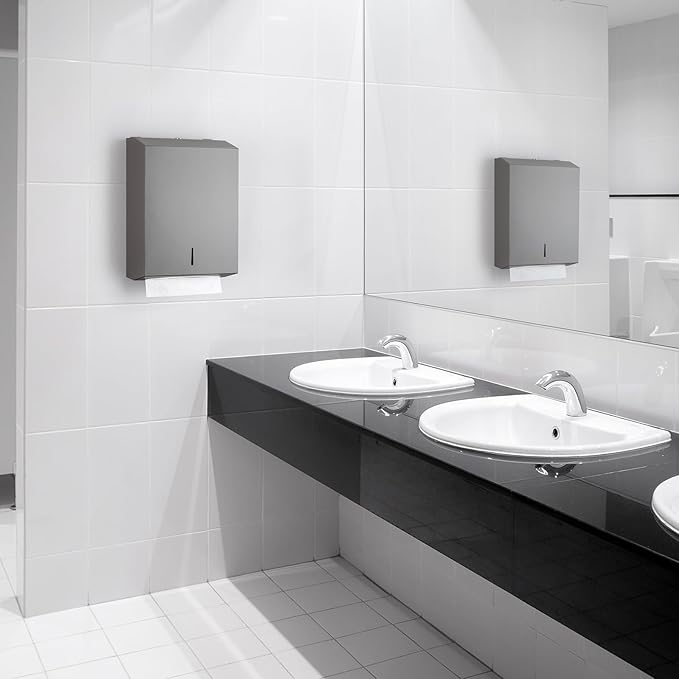 Paper Towel Dispenser Wall Mount Commercial c-fold/Multi-fold/Tri-fold, Touchless Hand Towel Dispenser with Lock(Dark Grey)