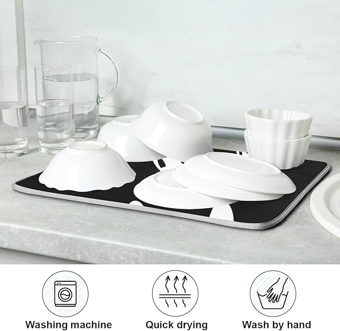 Halloween Spooky Ghost Dish Drying Mat for Kitchen Counter 16 x 18 Inch Absorbent Microfiber Dry Dishes Mats Drainer Mat Dish Drying Pad for Countertops Decor