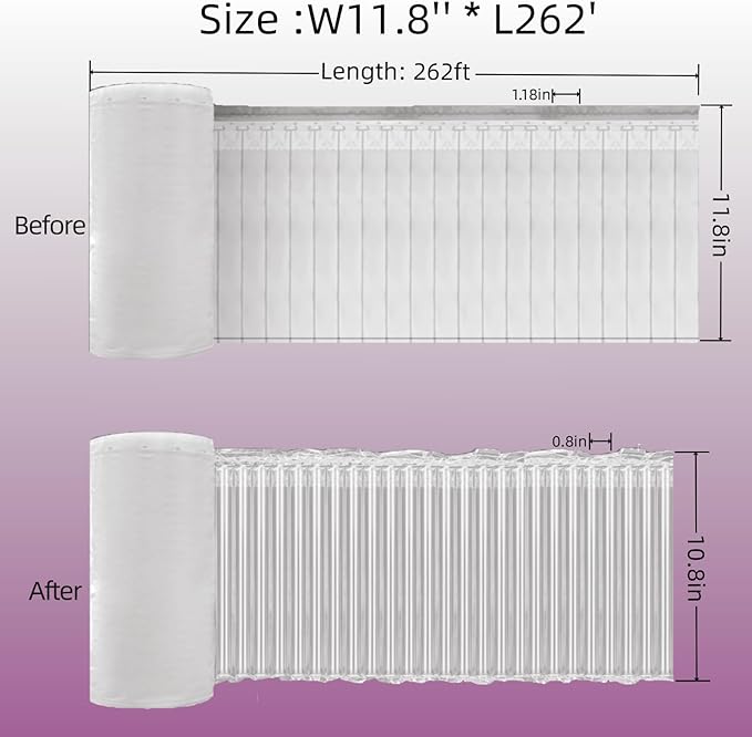 Large Wide Bubble Cushion Wrap for Packing 262 Feet Space Saving Inflatable Air Pillows for Shipping Moving Heavy Duty Packing Supplies for Fragile Items with Pump, Bottle Packaging Material