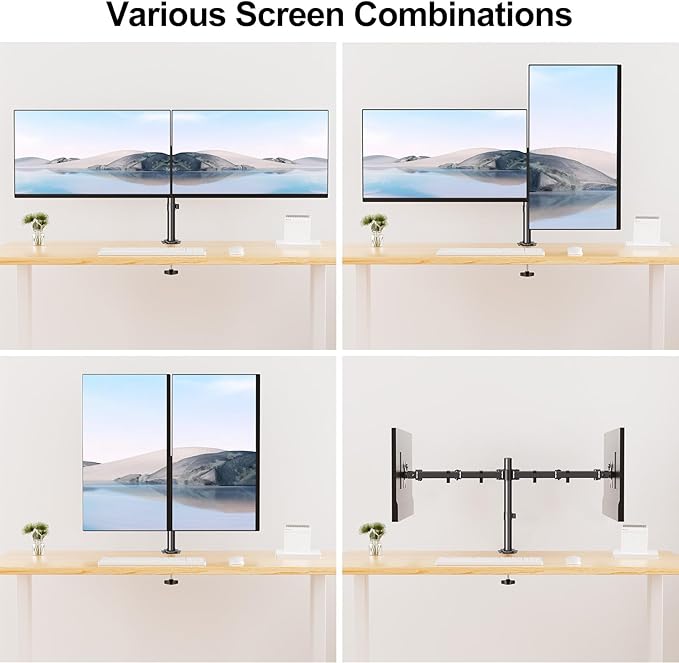 MOUNT PRO Dual Monitor Mount Fits 13-32 Inch/17.6lbs LCD Screen, Computer Monitor Desk Mount, Articulating Monitor Arm, Height Adjustable Display Stand for 2 Monitors, VESA Mount 75x75/100x100mm