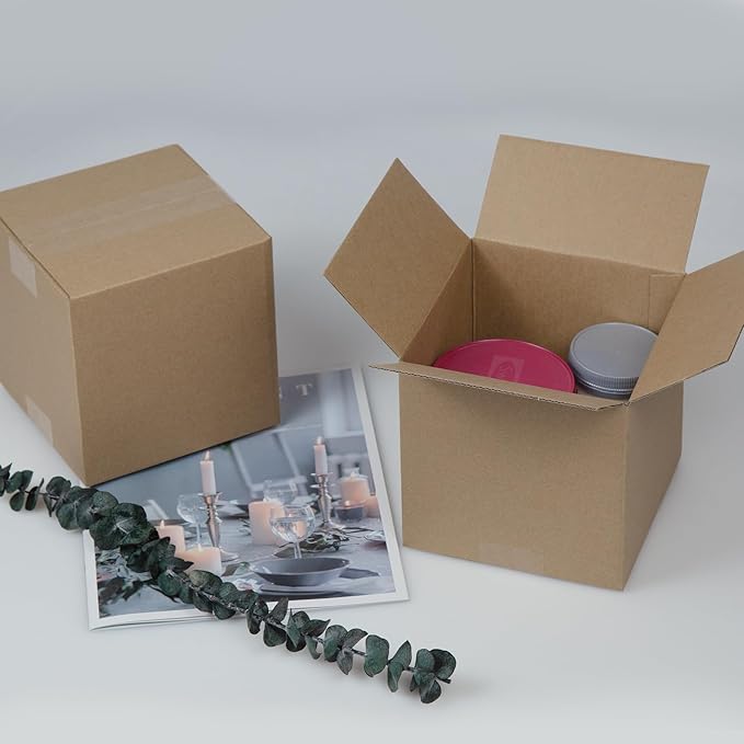 6x6x6 Inches Shipping Boxes Set of 40, Brown Corrugated Cardboard Box Literature Mailer for Packing Small Business
