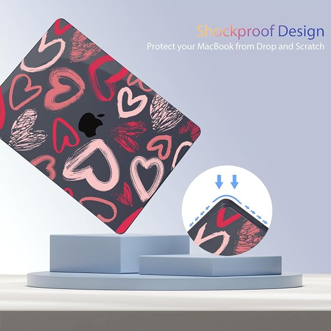 Teryeefi for MacBook Pro 13 inch Case 2025 2024 2022 2021 2019 2018 2017 2016 Release fits Model A2338 M2 M1/A2289/A2251/A2159/A1989/A1706, Design Hard Shell with Keyboard Cover Dust Plug, Heart A002