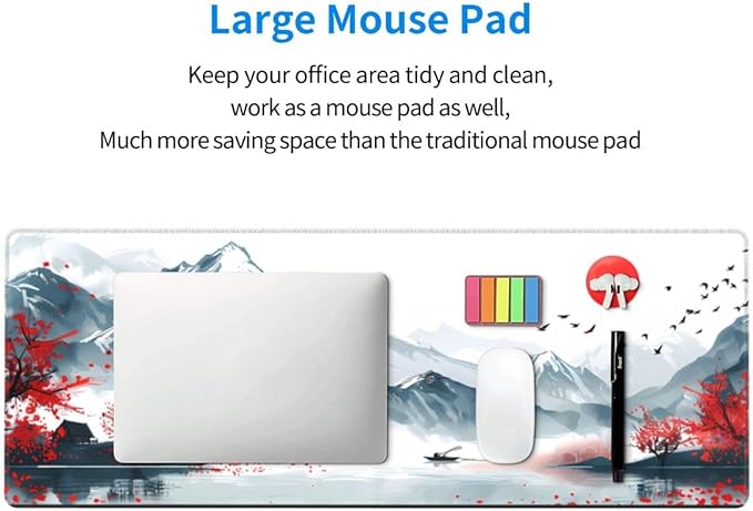 Desk Pad,Office Desk Mat 31.5"×11.8" Large Gaming Mouse Pad,Durable Extended Computer Mouse Pad,Waterproof Thick Big Mouse Pads Non-Slip Rubber Base Office Home Japanese Mountain Sunset