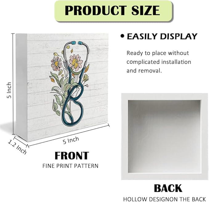 Floral Stethoscope Sign - Nurse Office Decor, Nurse Appreciation Gifts, RN Gifts, 5x5