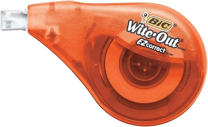 BIC White Out Tape- Tear Resistant, Clear Dispenser EZ Correct Correction Tape - 39.3 Feet Each - Pack of 7