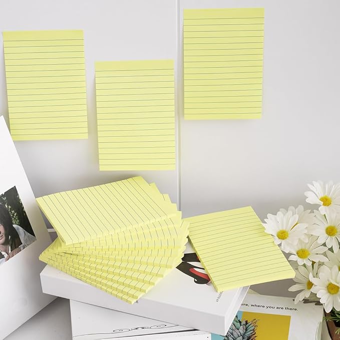 (36 Pads) Sticky Notes 4X6 in Yellow Stickies Super Sticking Power Memo Pads Strong Adhesive