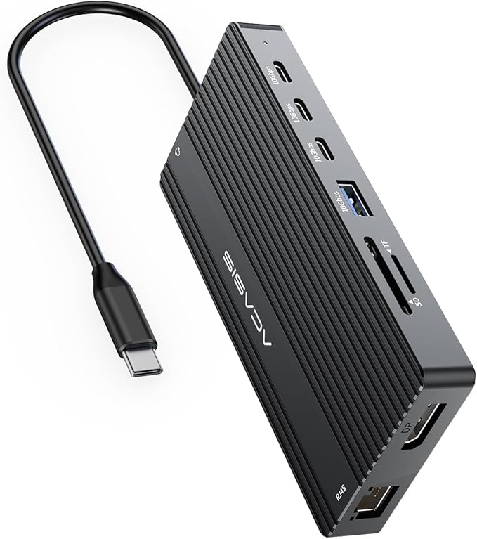 USB C Docking Station Dual Monitor, 14 in 1 USB C Hub, Adapter with 2 HDMI+DP(4K60Hz), Ethernet, 3 USBC 10G,100W PD, SD/TF, Audio, Laptop Docking Station for Dell/HP/Lenovo/ThinkPad/Surface (Black)