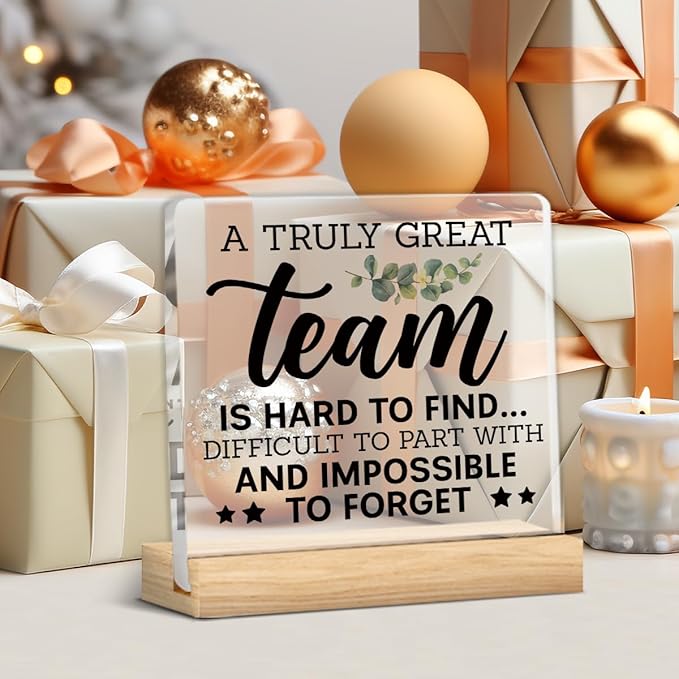 Thank You Team Gifts, Appreciation Gifts for Colleague Coworker Work Besties, Team Gifts for Leader Mentor Boss Coworker Employee, a Truly Great Team is Hard to Find Acrylic Desk Sign Decor