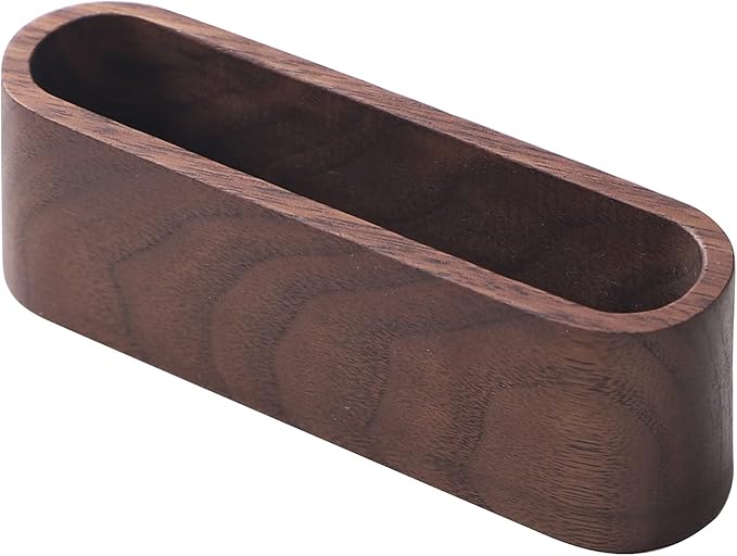 muso wood Business Card Holder for Desk Wooden Display Business Card Stand for Office Tabletop 4 Pack (Walnut)
