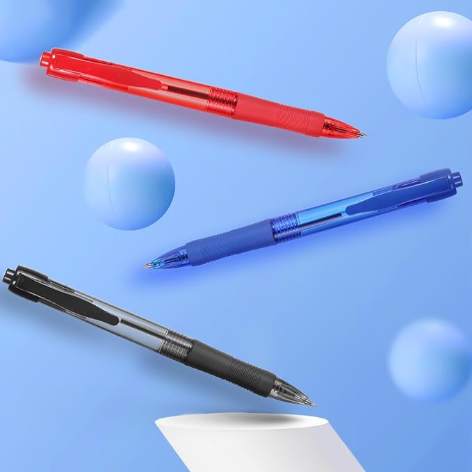 deegtran Pens Bulk, 100 Pack No Bleed Blue & Red Ink Click Pens with Soft Grip, Wholesale Retractable Ballpoint Pens for Office School, Medium Point Smooth 1.0MM