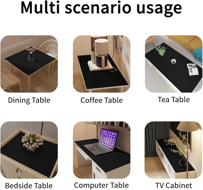 Dining Table Pad - 34x72 Inch Waterproof Easy to Clean Can Conceal Flaws Protector The Table Top from Scratches Used for Dining (Black+Black 34x72)