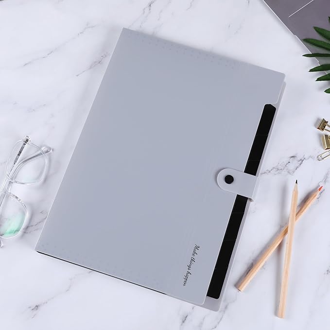 SKYDUE Accordion File Organizer, 8 Pockets Expanding File Folders, Portable Document Paper Organizer, Home College School Office Supplies, Letter Size Gray