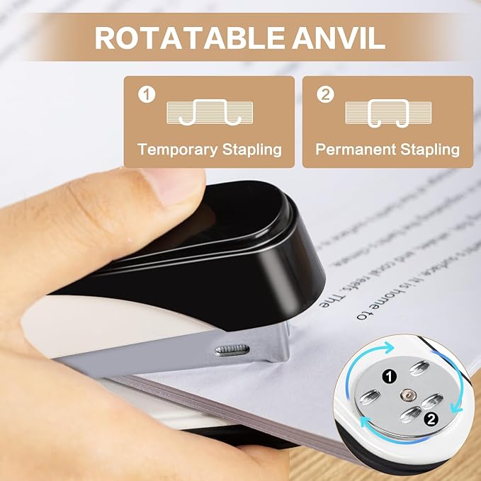Deli Stapler Heavy Duty, Full Strip Staplers for Desk with 2000 Staples and Staple Remover, 50 Sheet Capacity, No Jam, Non-Slip Office Stapler with Staples for Office, Classroom, White