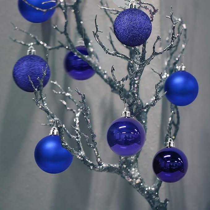Royal Blue 1.6" Small Christmas Balls Christmas Tree Decoration Ornaments Shatterproof Hanging Balls for Birthday Halloween Holiday Wedding Decorations Set of 24pcs