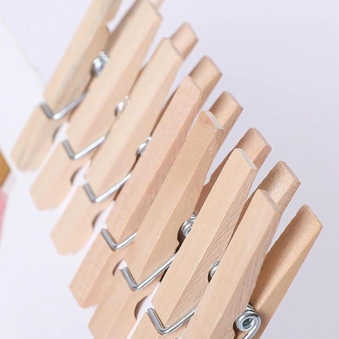 Clothes Pins Wooden, 46 Pack, 3.55 Inch, Natural Wood,Rust Resistant Clothespins, Heavy Duty Clothes Pins for Laundry,Clothes Pins for Craft, Wooden Clips for Pictures