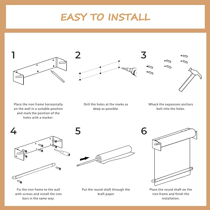 18”Kraft Paper Dispenser Holder Wall Mount, Heavy-Duty Paper Cutter Butcher Paper Dispenser to Do Lists, DIY Drawing, Taking Note, Artwork, Daily Special - White