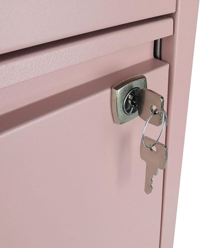 Bisley 2-Drawer Flush Front Vertical File Cabinet - Palest Pink, 2 Hanging File Drawers, Powder-Coated Steel, Locking Drawers