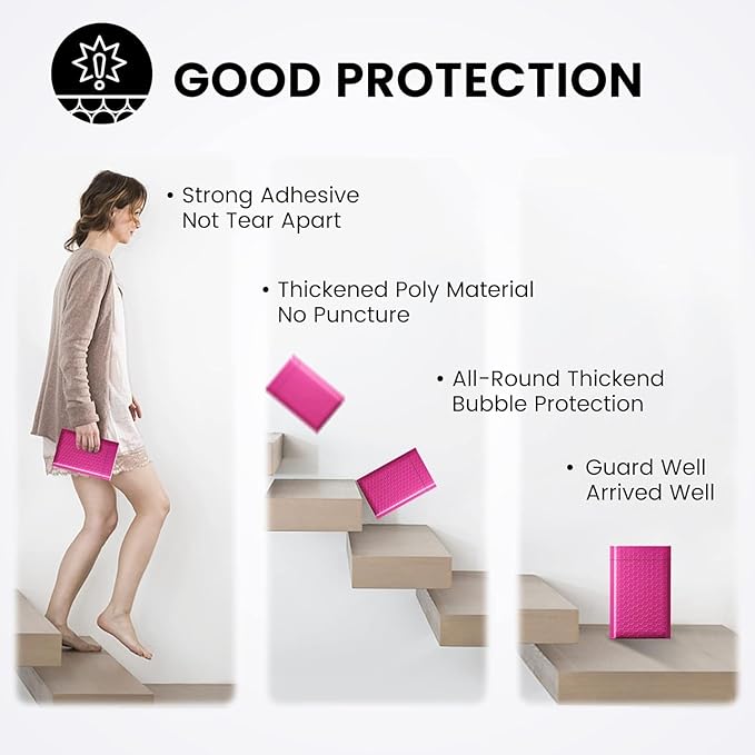 Fuxury Bubble Mailers 4x8" Pink Padded Envelopes 19200 Pack Bulk Strong Adhesion Full Pallet of Padded Mailers Thick Bubble Envelopes for Small Business Mailing Small Items,Jewelry,Makeup