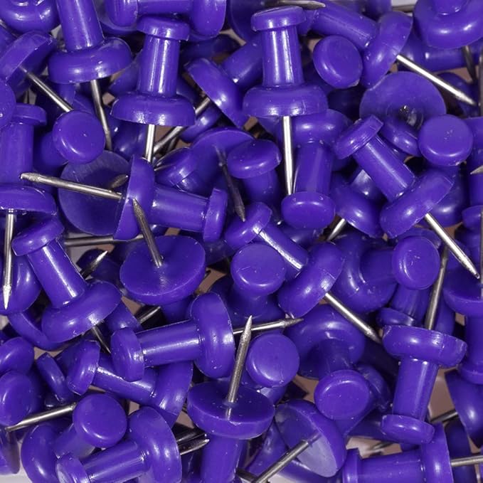 JAM PAPER Colorful Push Pins - Purple Pushpins - 100/Pack