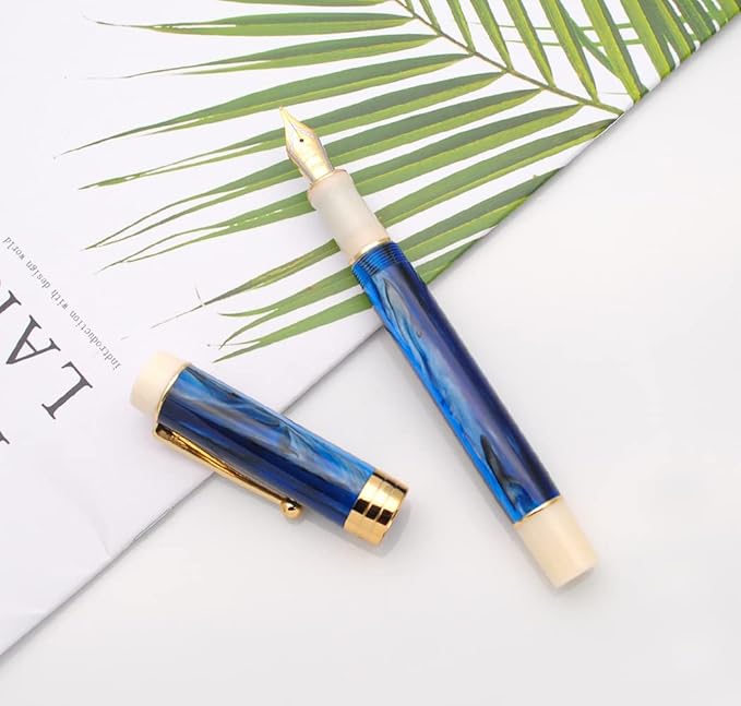 JINHAO 100 Fountain Pen with Ink Converter (Medium Nib 0.7mm, Galaxy Blue-B)