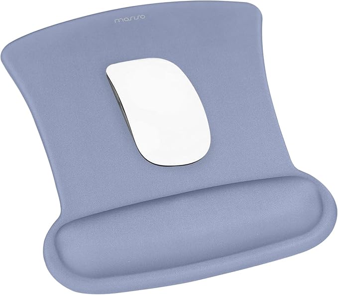 MOSISO Wrist Rest Support for Mouse Pad & Keyboard Set, Ergonomic Mousepad Non-Slip Base Home/Office Pain Relief & Easy Typing Cushion with Neoprene Cloth & Raised Memory Foam, Lavender Gray