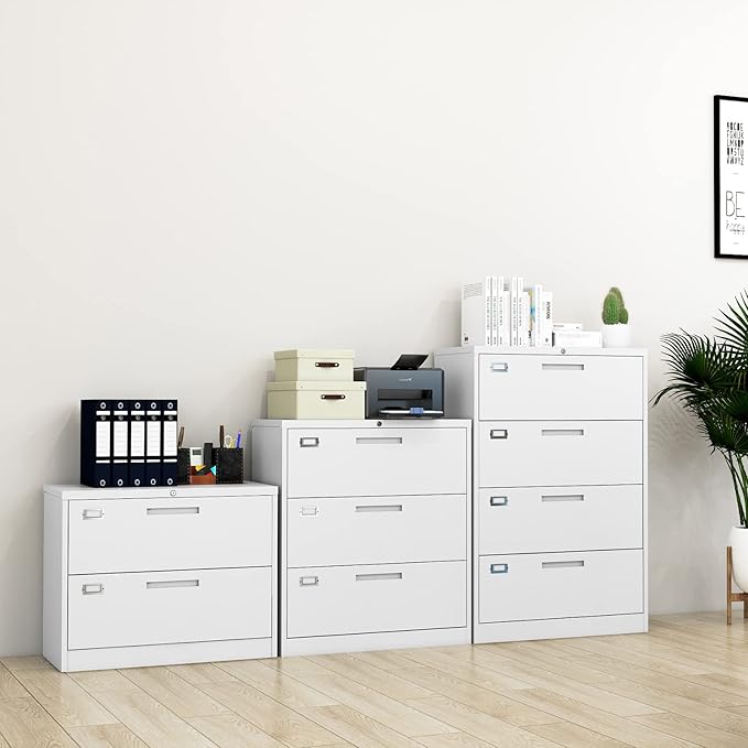 Lateral File Cabinet with Lock, 3 Drawer Large Metal Filing Cabinet,Home Office Lockable Storage Cabinet for Hanging Files Letter/Legal/F4/A4 Size-Assembly Required