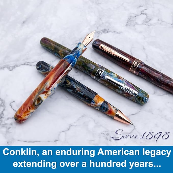 Conklin 1898 Fountain Pen, Misto Green - Broad Nib | Unique Resin Blend Design | JoWo Stainless Steel Nib Made in Germany | Ideal for Writers