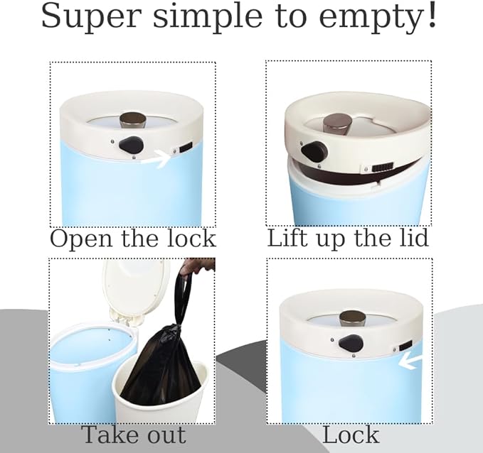 Diaper Pail, Baby Diaper Trash Can with Childproof Lock, Stainless Steel Garbage Pail with lid, Soft Close, Removal Inner Liner, Odor Control, 15 Liter/ 4 Gallon Diaper Disposal Bin, Blue