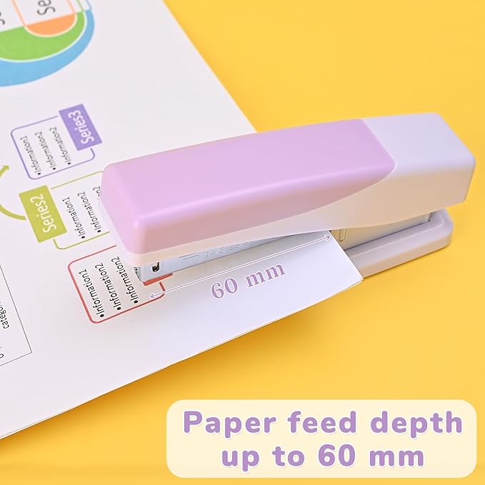 Temiary Morandi Desktop Stapler with 400 Standard Staples, 25 Sheet Capacity, Jam Free, No Effort Staplers for Classroom Office (Purple)