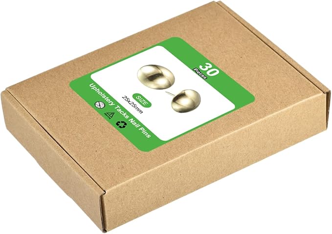 uxcell Upholstery Tacks Nail Pins Furniture, 30Pcs 25x25mm Thumb Tack Pins Assortment Kit Carbon Steel for Home Sofa DIY Decorative Nail Heads Nails, Gold