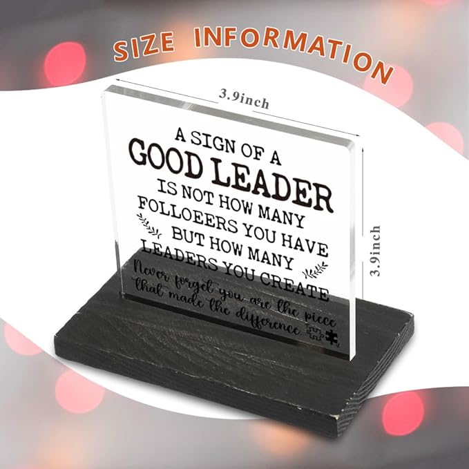 Leader gifts for Women Men, Leadership Gifts for Women Managers, Thank You Appreciation Gifts for Leader Mentor Boss Team Leader, Office Home Best Leader Gifts Decorative Signs-DX331