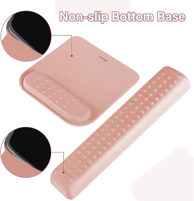 MOSISO Computer Keyboard Stand&Wrist Rest Support for Keyboard &Mouse Pad Set, Ergonomic Massage Wrist Rest Set, Easy Typing Working Acrylic Clear Stand for Office Home, Mocha