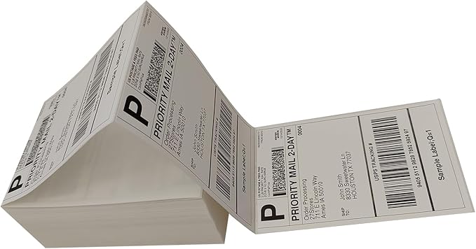 4x6 (100x150mm) Fanfold Direct Thermal Shipping Labels (8 Stacks | 4000 Labels)