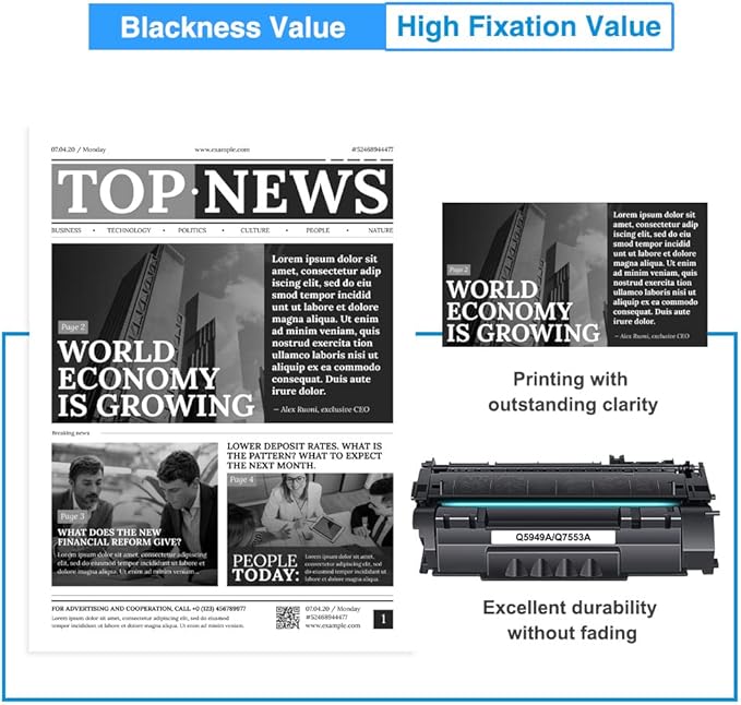 49A 1320 Toner Cartridge Black 1-Pack Compatible Replacement for HP 49A Q5949A 53A Q7553A 49X Q5949X for HP Laserjet 1320 Toner Cartridge 1320n 3390 1160 1320tn 1320nw 3392 P2015 P2015dn Printer Ink