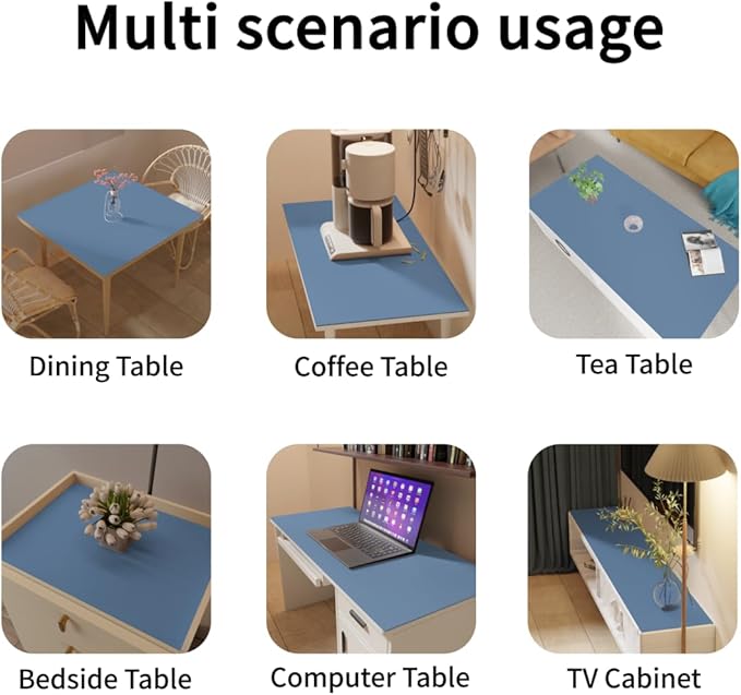 Leather Table Cover,1.8mm Thick,17x72 Inch Desk Cover,Dresser Cover Top,Dresser Protector Top,Dresser Cover,End Table Cover.(Grayish Blue+Dark Green,17x72)