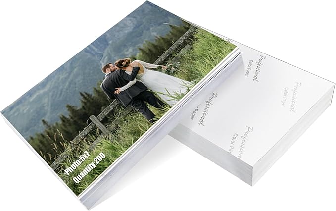 ZBEIVAN 5x7 Photo Paper, Glossy Photo Papers 200 Sheets, 5 x 7 Inkjet Printer Photo Paper for Dye Ink, 200 GSM