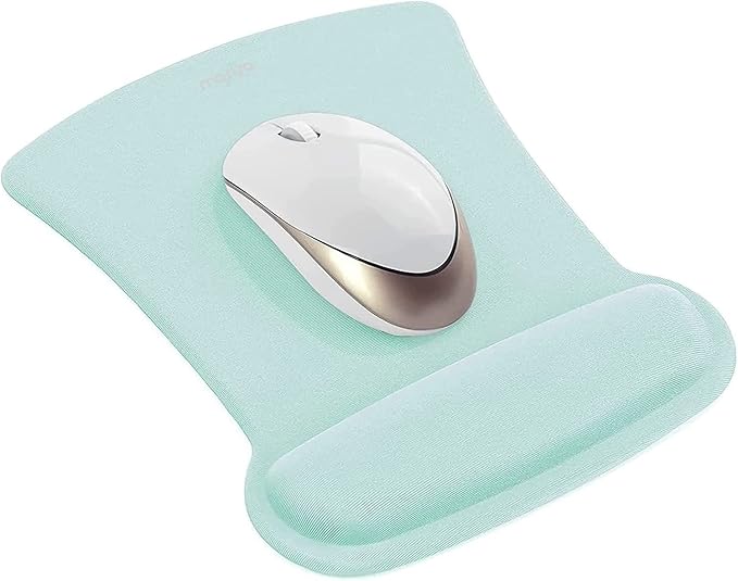 MOSISO Wrist Rest Support for Mouse Pad & Keyboard Set, Ergonomic Mousepad Non-Slip Base Home/Office Pain Relief & Easy Typing Cushion with Neoprene Cloth & Raised Memory Foam, Mint Green